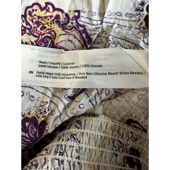 Band of the Free Blouse Women’s L Cream Purple Paisley Boho Top Festival-Ready - Picture 8 of 12